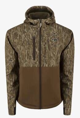 NEW DRAKE men's hole shot hooded windproof eqwader full zip jacket in camo